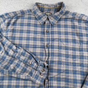 Royal Robbins Shirt Mens 2XL Blue Flannel Plaid Relaxed Fit Hiking Outdoors